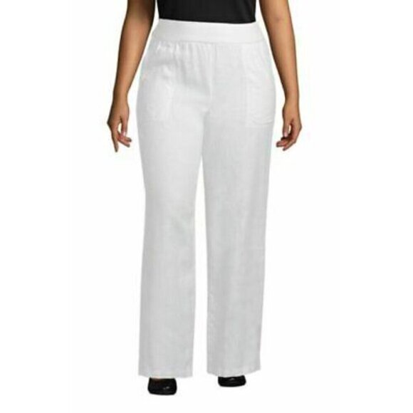 Lands End Wide Leg Linen Pants - Picture 1 of 8